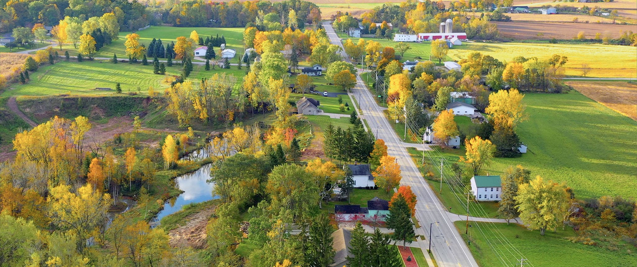 Scenic Small Town Nestled Amid Fertile Valley In Beautiful Rural Wisconsin.