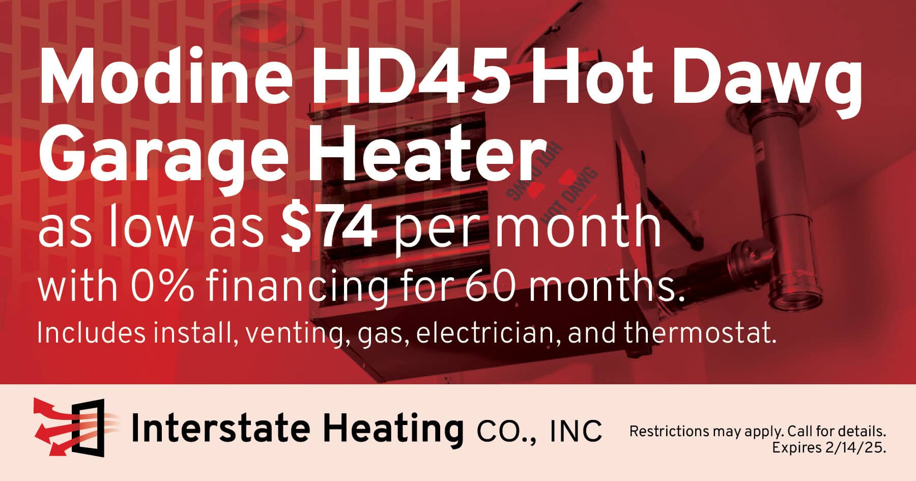 Modine Hot Dawg Garage Heater Special!